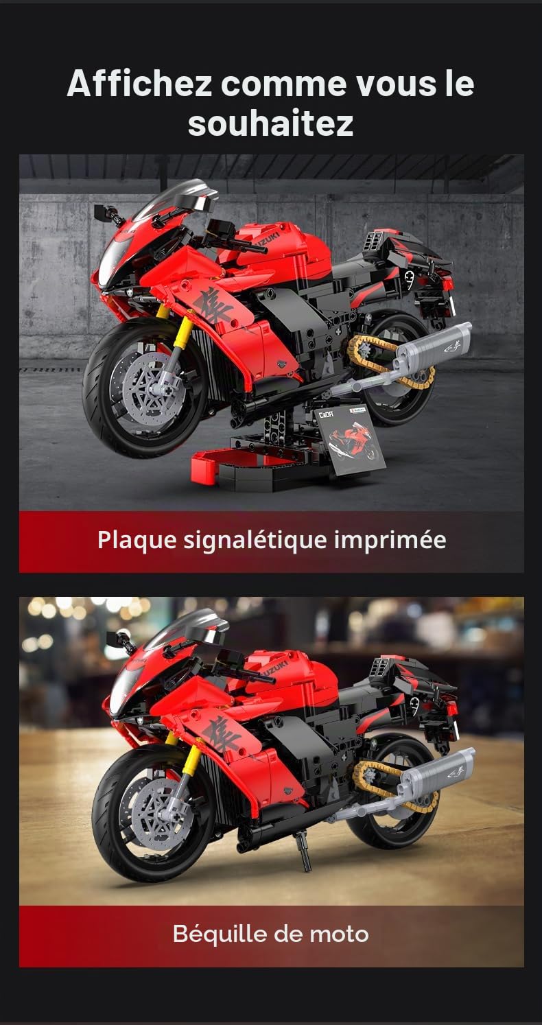 CADA - Suzuki Hayabusa - 1043 Pièces - Moto à l'échelle 1:6 - (DeQuBe 927DE64051)