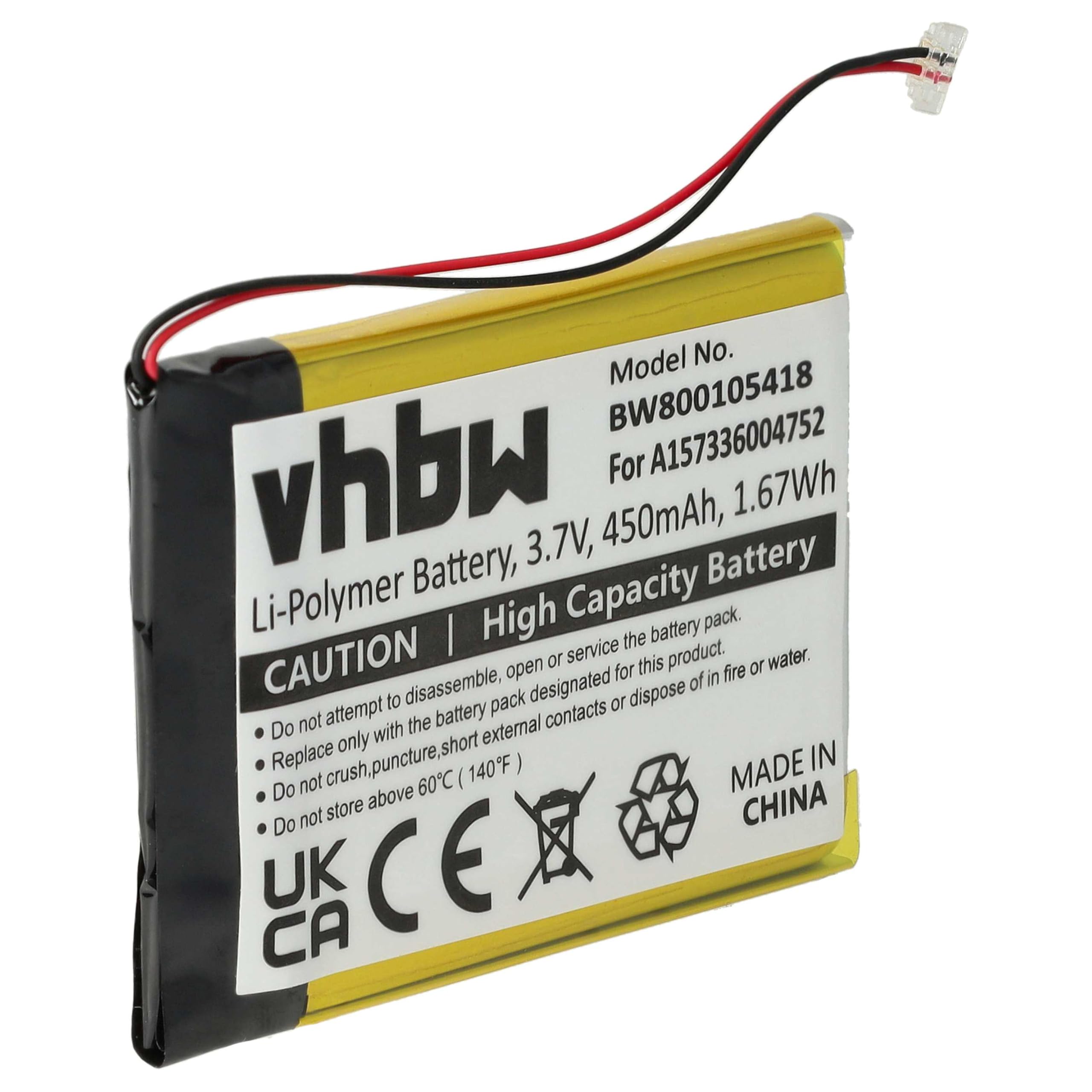 vhbw bateria 450 mAh do odtwarzacza MP3 wideo Samsung YP-T10 YP-T10J YP-T10JAB YP-T10JAGY YP-T10JARY YP-T10JAU YP-T10JR YP-T10QB/XSH zastępuje A157336004752