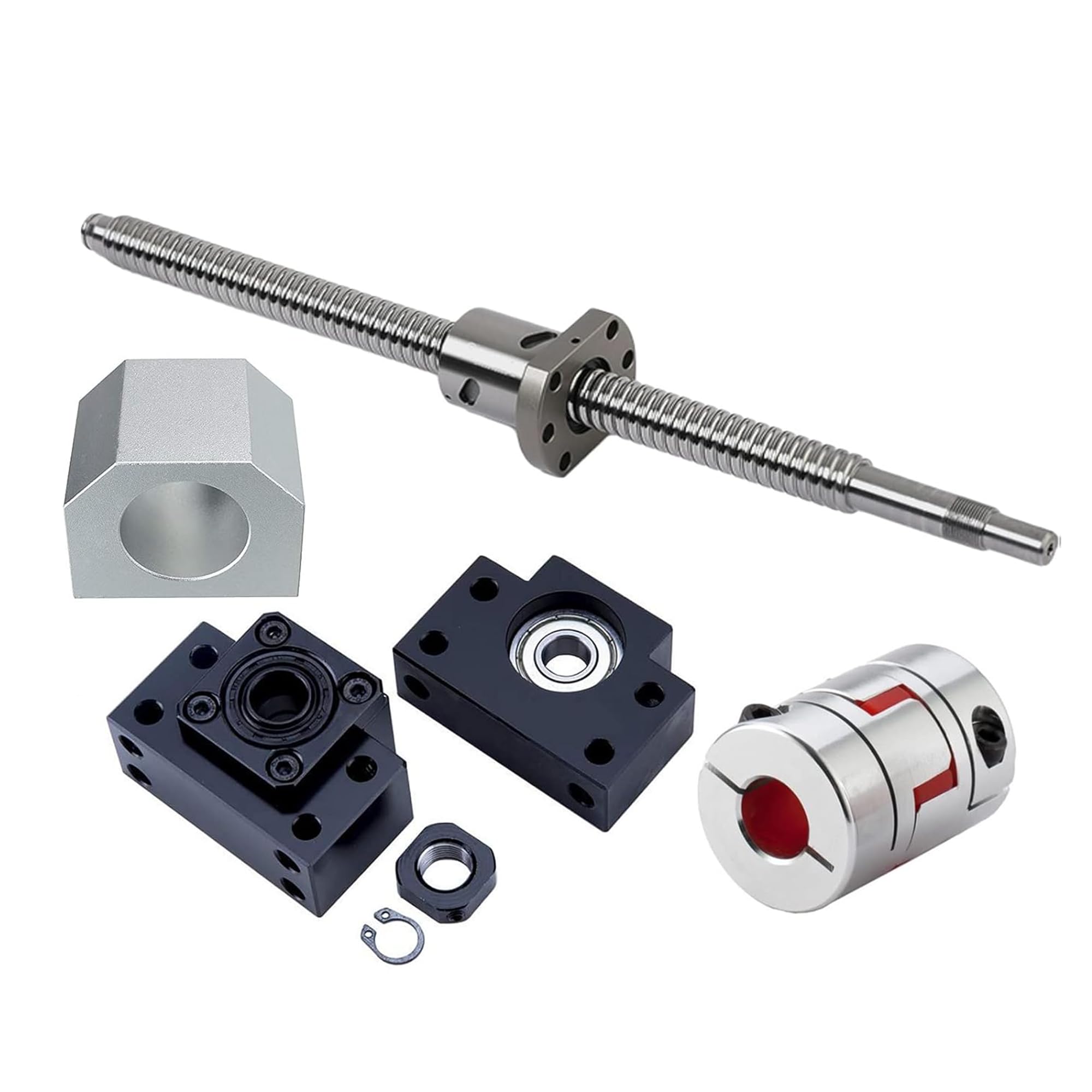 1204 Linear Motion CNC Ball Screw with Anti Backlash Nut, Coavoo SFU1204 330mm / 12.99 inch 12mm Ballscrew + BK10 BF10 Bearing End Support + Coupler +