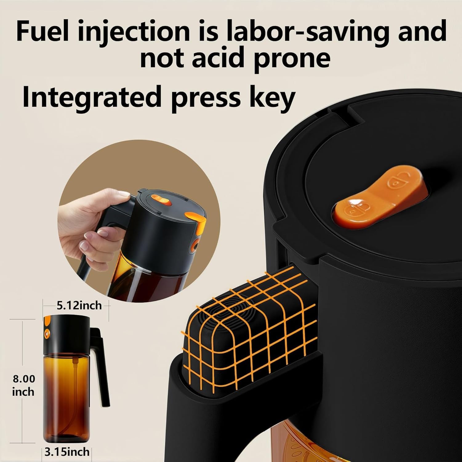 Dispensador de Aceite de Cocina Pulverizador, Aceitera de Vidrio, Rociador Continuo Multiuso para Ensaladas y Sartenes, Negro