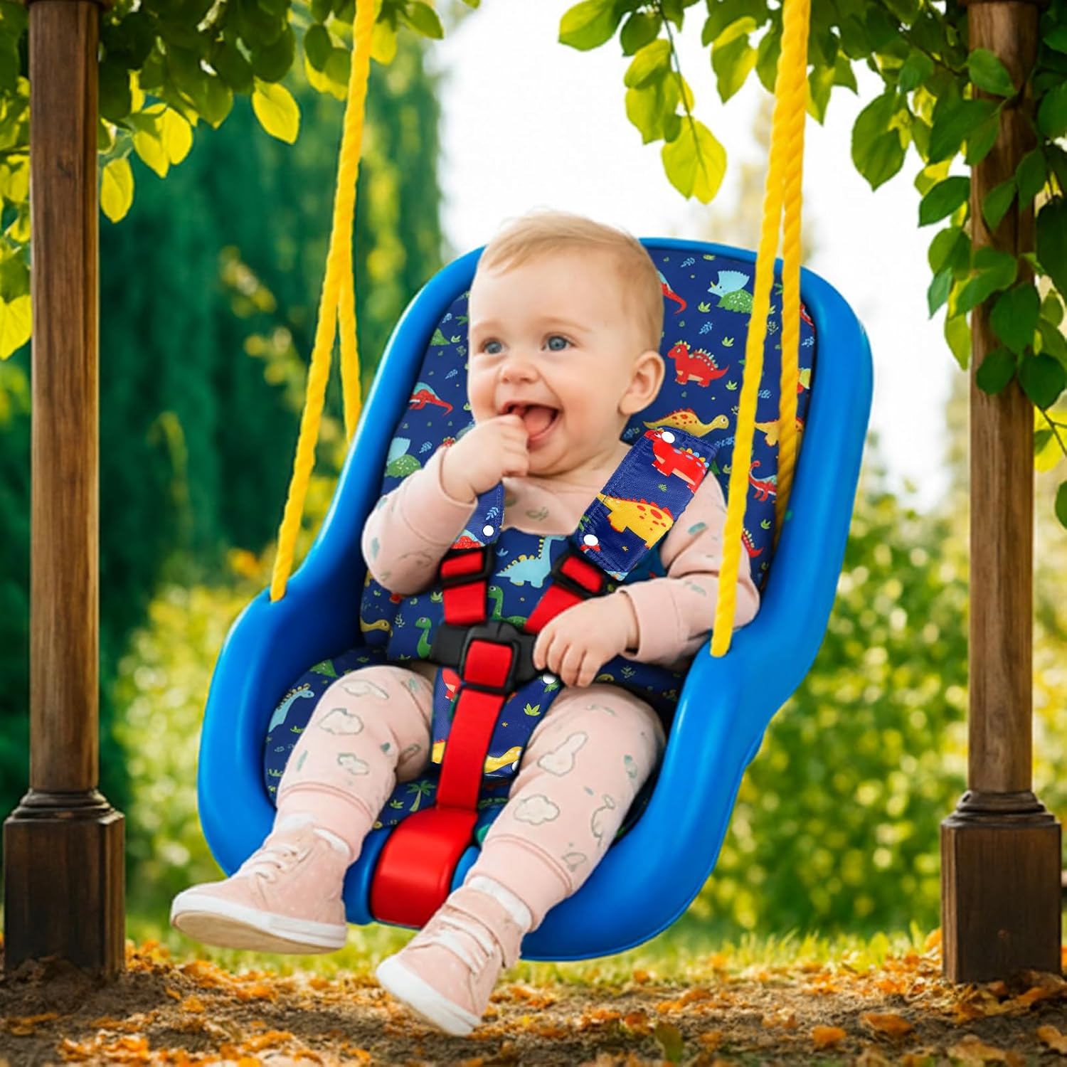 Jenaai Toddler Swing Cushion Baby Swings Outdoor Seat Insert Pad Compatible with Swings for Toddlers Age 1-3 Detachable Machine and Washable(Not Included Swing)(Dinosaurs)