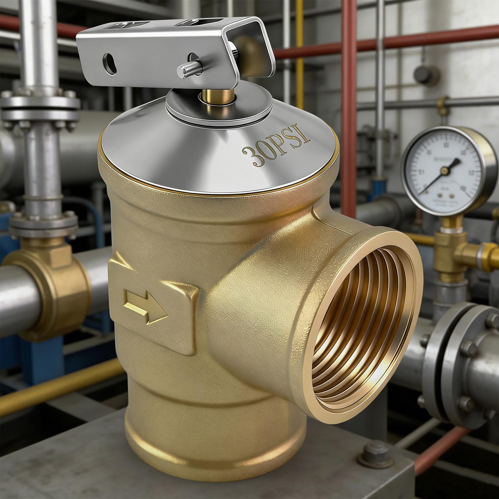 Valvole automatiche di scarico della pressione, valvole di sicurezza in ottone pesante con filettatura interna da 3/4" per caldaia ad alte temperature, sicurezza in ottone
