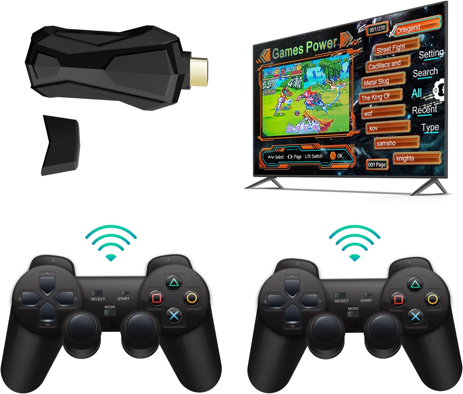 Cestachio Retro Game Console, Built-in 6888 Arcade Games, Support 7 Emulator, 4K HDMI Output, Plug & Play Video Game Console with Dual Wireless Controllers