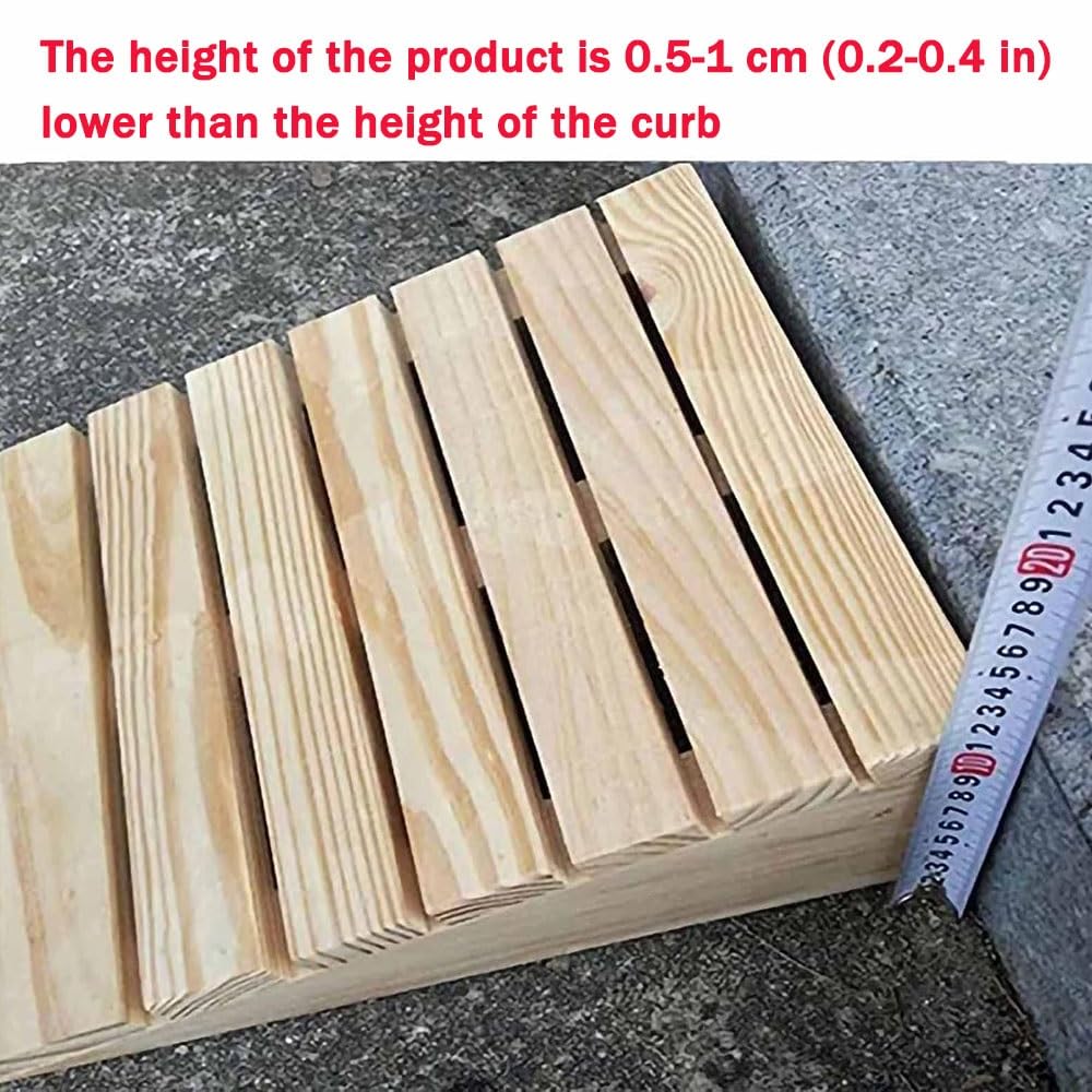Rampa para Sillas De Ruedas De 7-15cm Altura, Rampas De Acceso De Madera para Escalones, Rampa Antideslizante para Bordillos, Rampas De Transición para Entradas(38.8x35x15cm/15.3x13.8x5.91in)