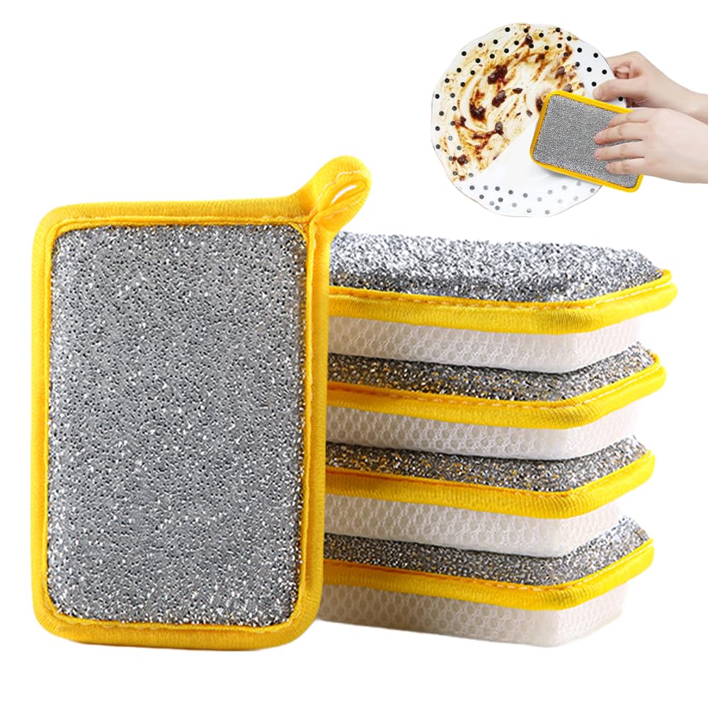 Géneric 5Pcs Washing Up Sponge, Double Sided Kitchen Dishcloth, Multi-Purpose Absorbent Sponge, Bowl Dish Cleaning Pad Scrubber,Kitchen Dishwashing Cleaning Tool (5Pcs)