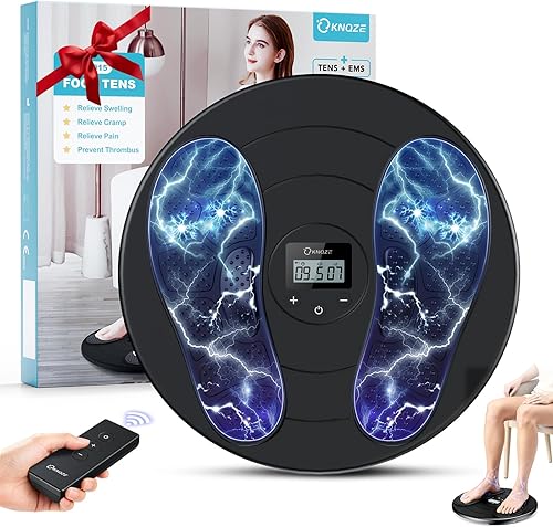 KNQZE Foot Massager for Neuropathy, TENS + EMS Foot Stimulator for Circulation, 10 Modes + 20 Intensities, Wireless Remote, Neuropathy Pain Relief