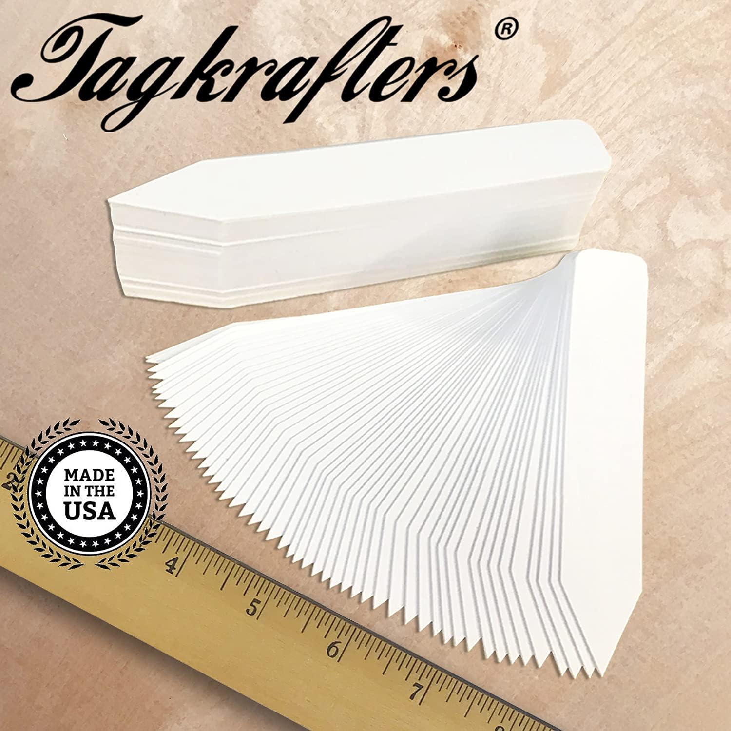 6" x 7/8" White Professional Duty Pot Stakes - 500 Pcs - Plastic Plant Tags and Labels - Nursery Garden Tree Labels Waterproof Writeable | Made in The USA |