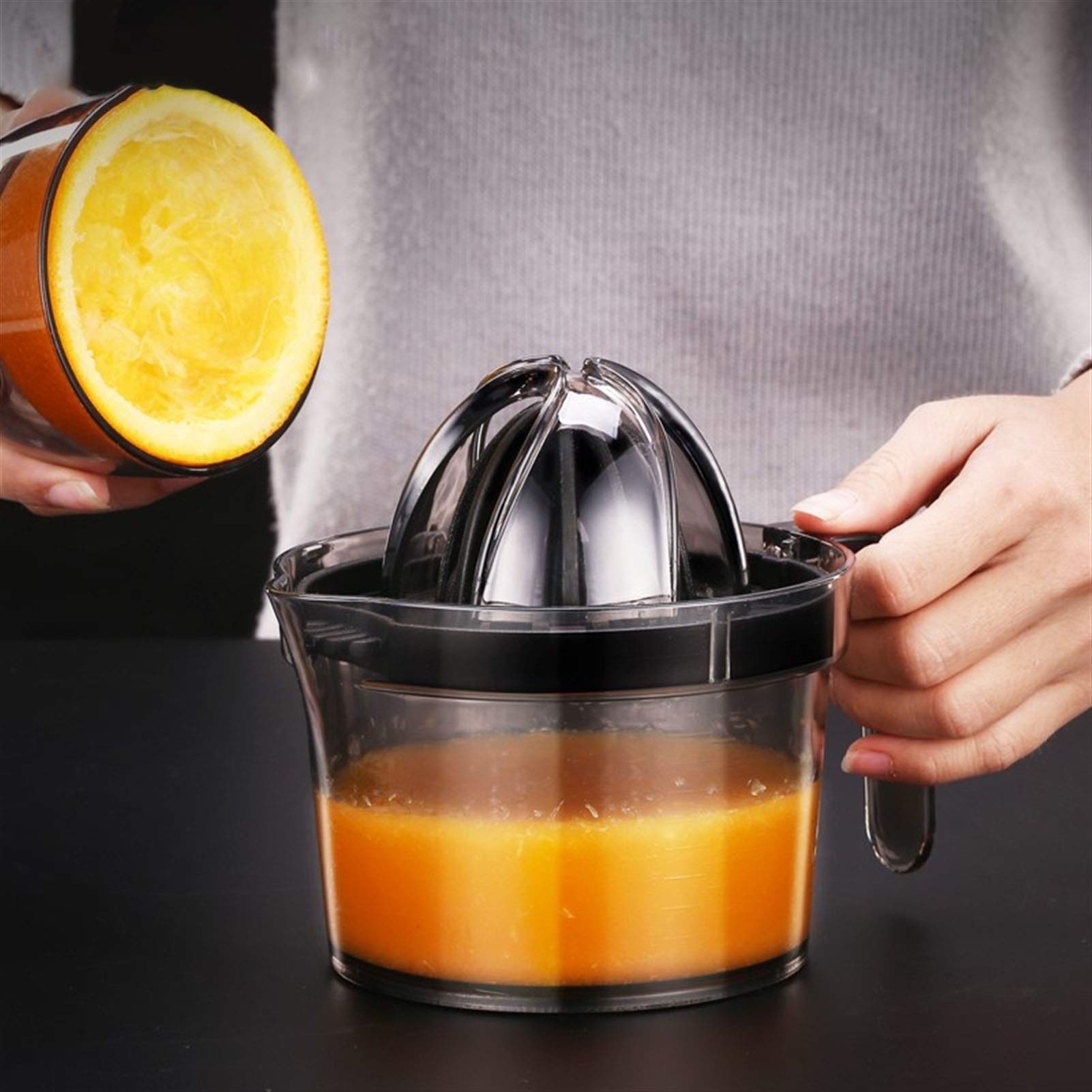 Exprimidor manual de frutas para el hogar exprimidores extractores prensa multifuncional portátil exprimidor manual naranja herramientas de cocina (color: negro)