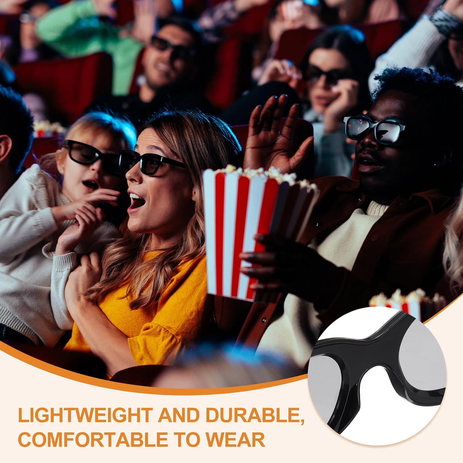 MECCANIXITY 4pcs Polarized 3D Viewing Glasses, Passive Circular 3D Glasses for Anaglyph Movie Cinema Game TV Photo Projector Black