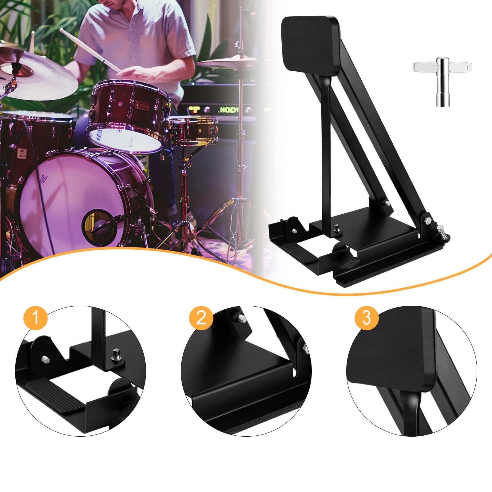 Menolana Bass Drum Practice Pad Percussion Parts Foldable Professional Silent Portable Easy to Use for Training Drum Pedal Connection