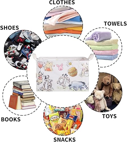 Miniatura 5 de Cesta de almacenamiento de osos, cesta grande de lona plegable con revestimiento de polietileno impermeable, para niños y niñas, baño, dormitorio
