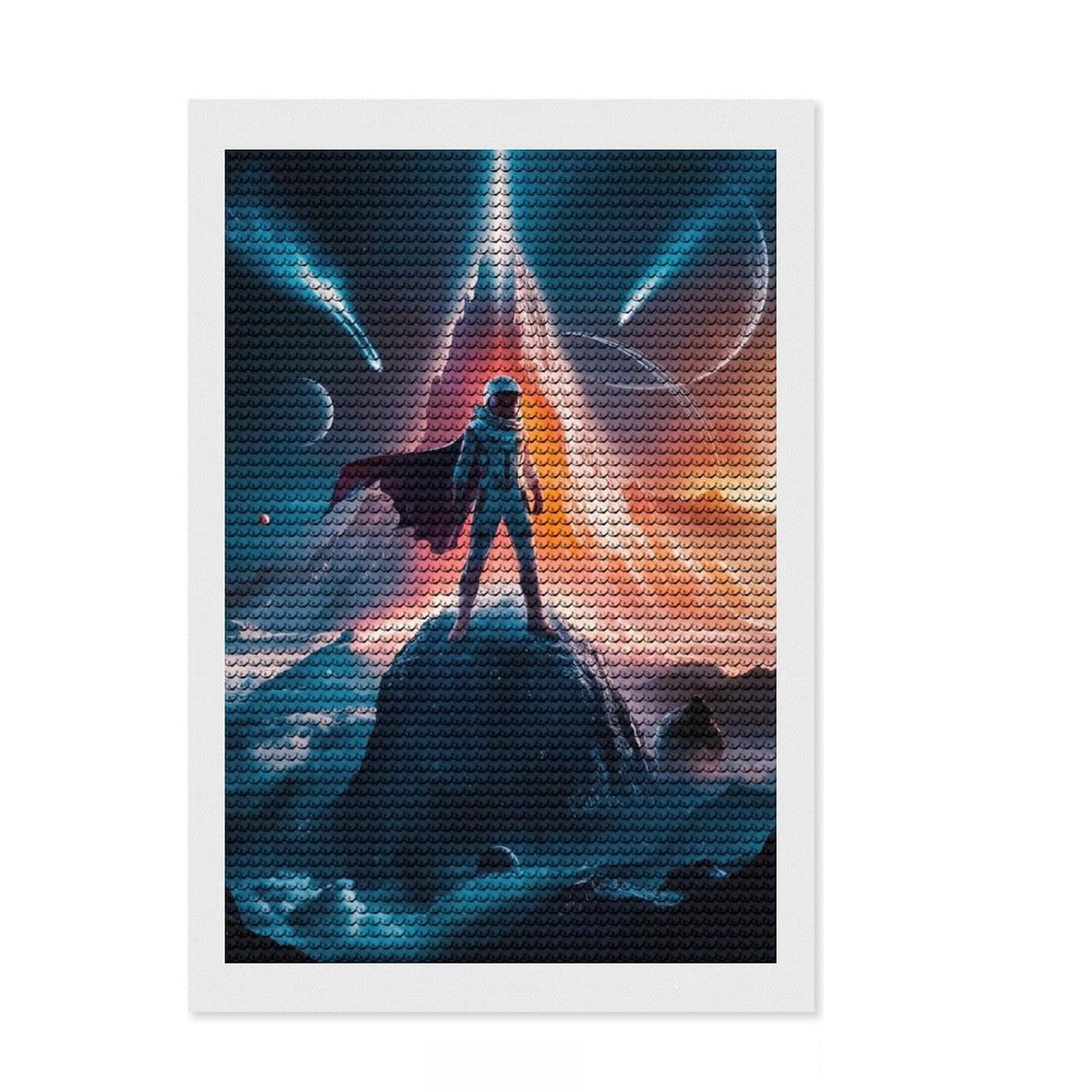 Junmoney Super Astronaut Full Drill Diamond Painting Kit 8"x12", for Women, Stress Relief Craft, Aesthetic Room Decor, Birthday Gift
