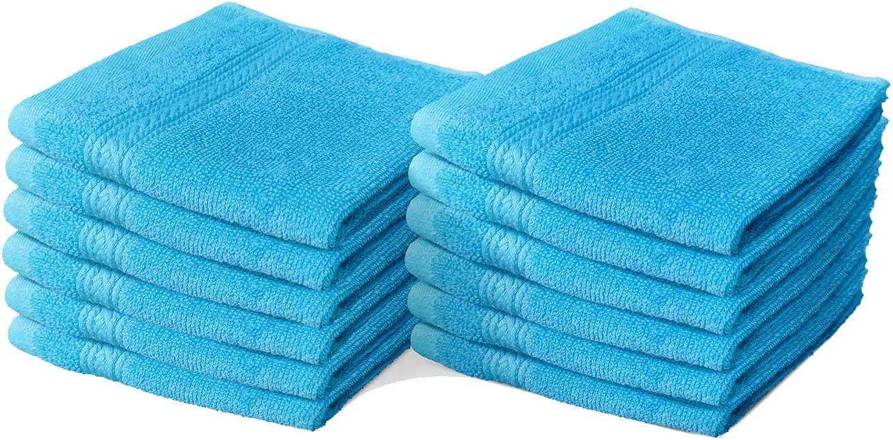 Textile Do 12 X Face Cloth Set 100% Egyptian Combed Cotton Flannel Face Towels 500-GSM Quick Dry And Highly Absorbent Washcloth for Hotel Spa Gym Makeup Remover 30 x 30 cm (Teal, 12)
