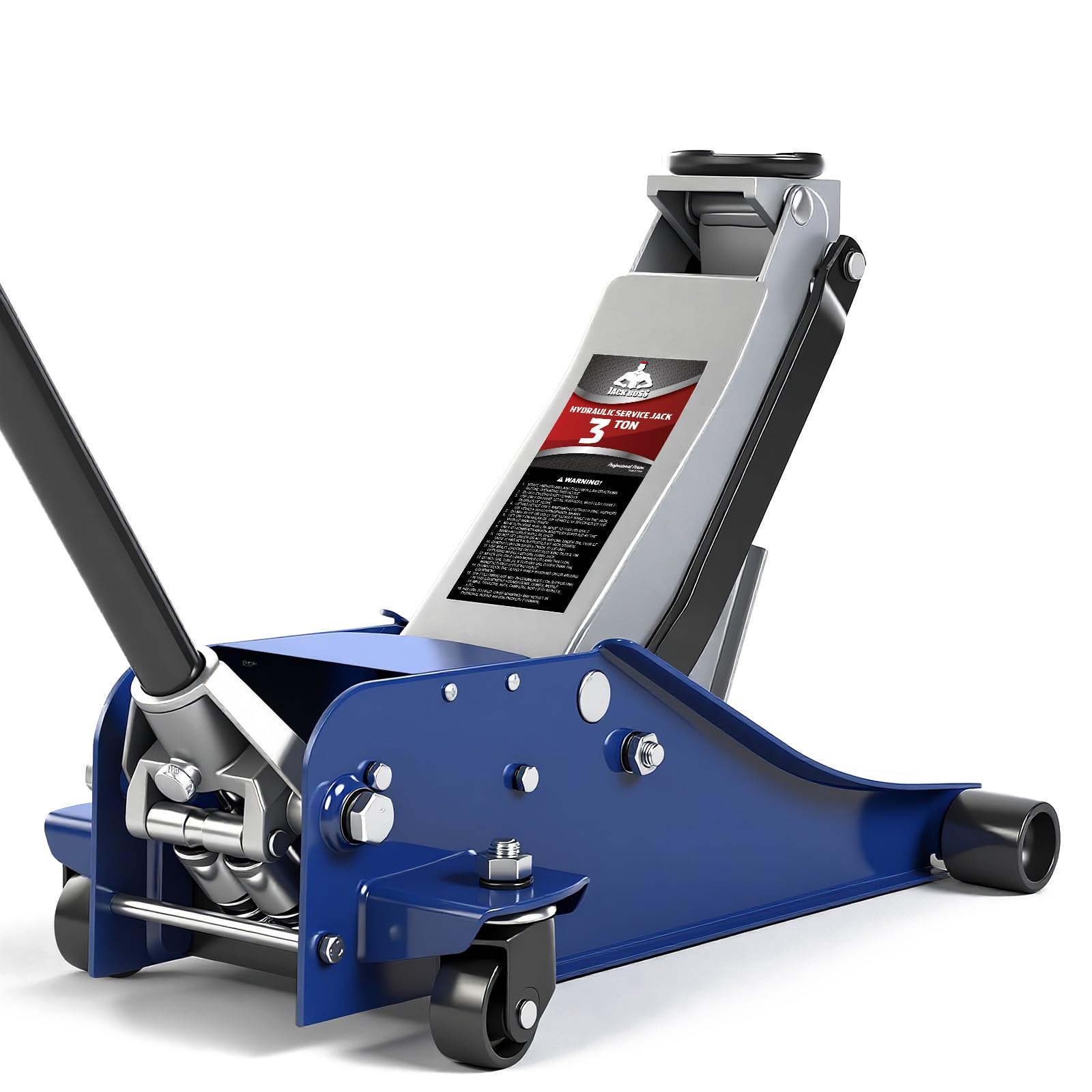 Jack Boss 6600LBS Floor Jack, 3 Ton Capacity Car Jack, Low Profile Protable Hydraulic with Dual Pumps, Quilckly Lift and Slow Descent, Lifting Range 3-1/8" Min to 20" Max Blue and Grey