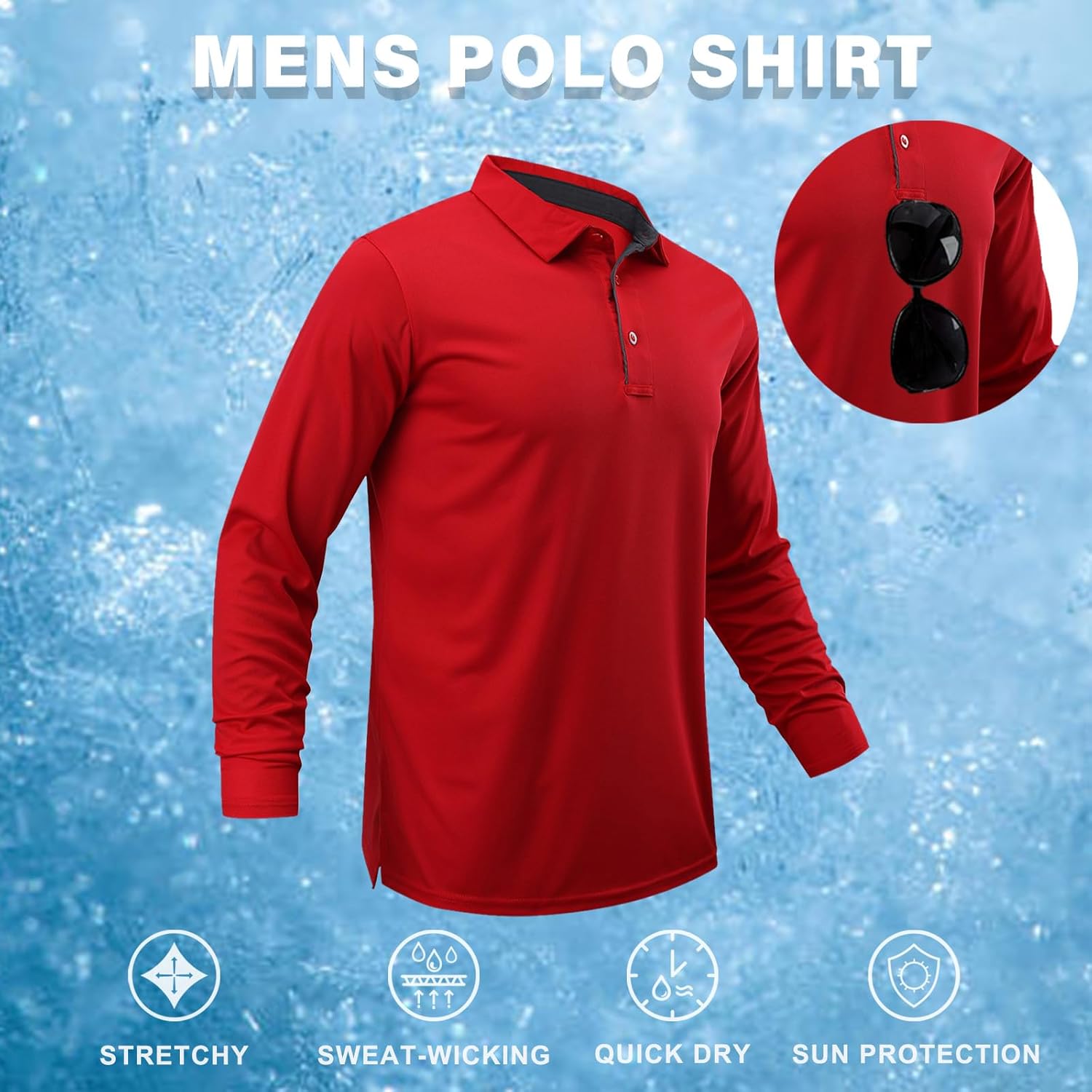 Men Polo Shirts Long Sleeve Moisture Wicking Dry Fit Performance Tactical Shirt Collared Casual Golf Tennis Shirt - Image 5