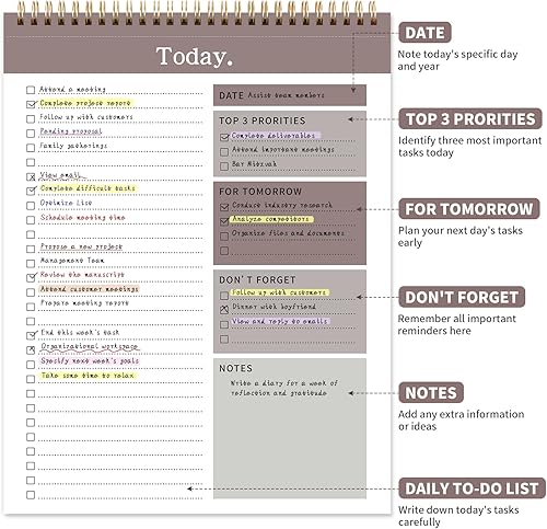 Miniatura 2 de Bloc de notas de lista de tareas, 52 hojas sin fecha (8.5 x 11 pulgadas), planificador diario impreso a doble cara para el trabajo, hogar, escuela,