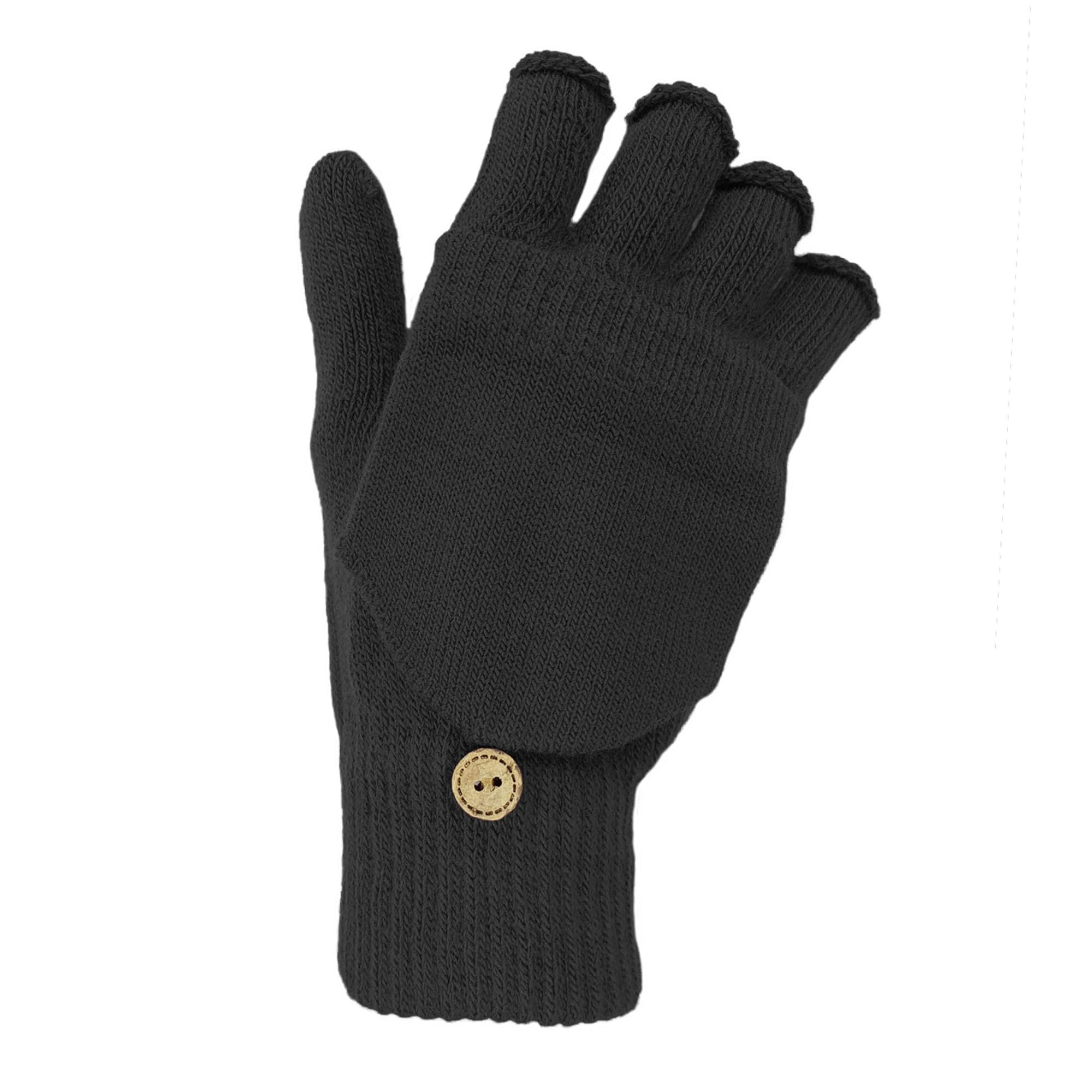 Undercover Ladies Fingerless Mittens Gloves Combo GLM92 Black