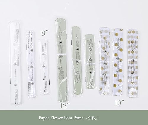 luckylibra Decoraciones para baby shower, pancartas de bienvenida para bebé, linterna de papel, flores de papel, pompones (salvia, verde, dorado,