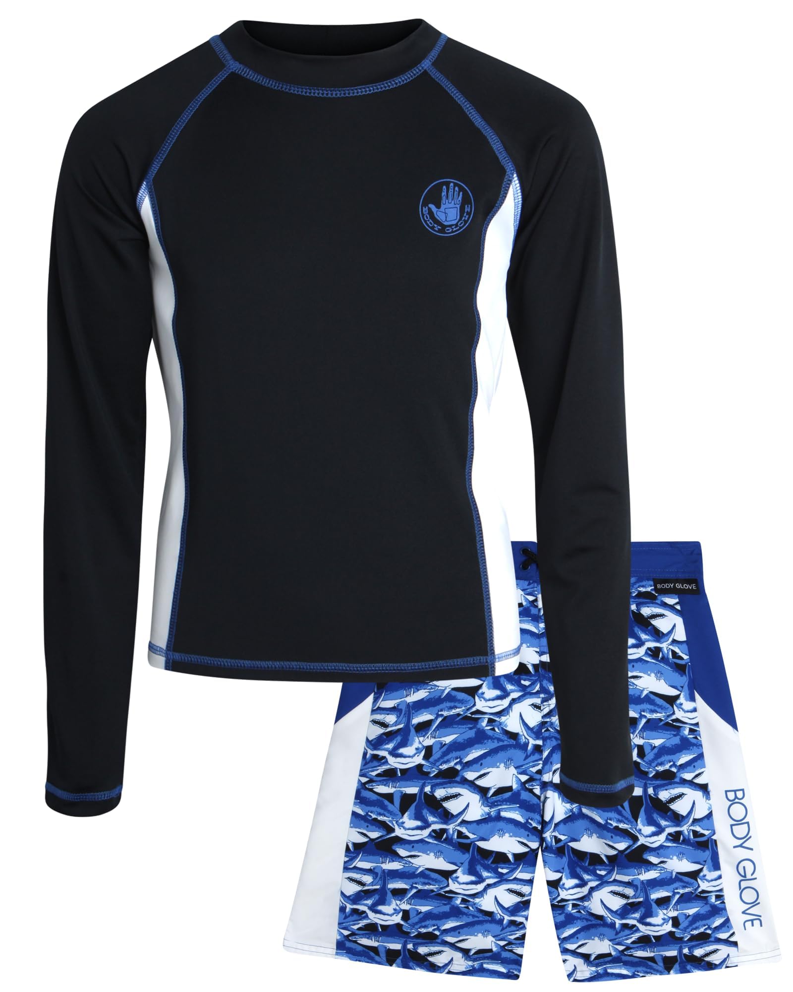 Body Glove Boys 2 Piece Swim Set Rash Guard &amp; Swim Trunks (Sizes 4-12)