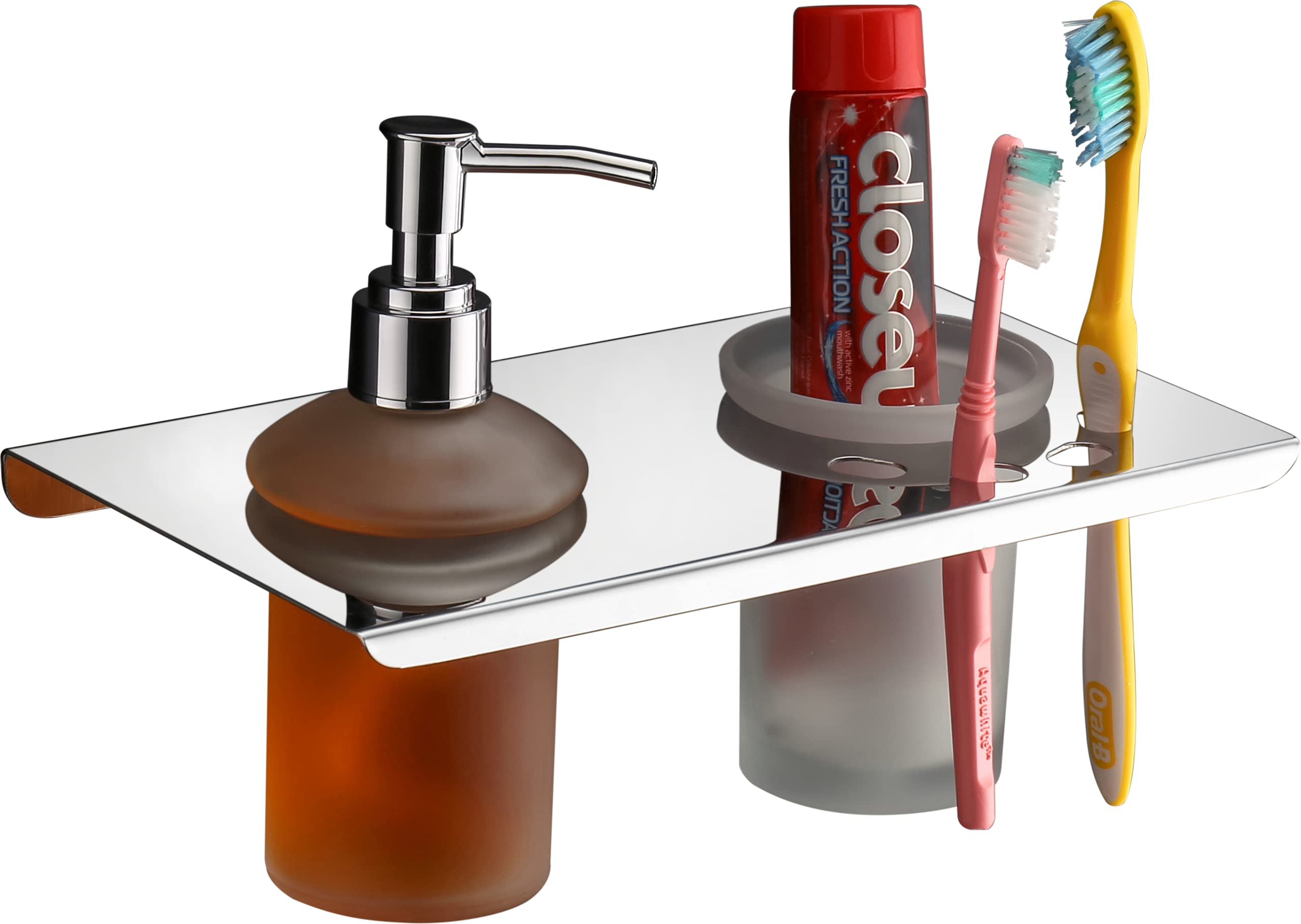 Plantex Stainless Steel and ABS Soap Dispenser with Toothbrush Holder for Bathroom & Kitchen/Tumbler Holder/Bathroom Accessories (Chrome) (B0936ZN13V) Amazon Price History, Amazon Price Tracker