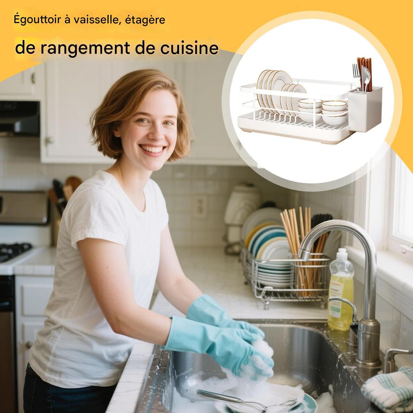 Générique Geschirr-Abtropfgestell – platzsparendes Abtropfgestell für