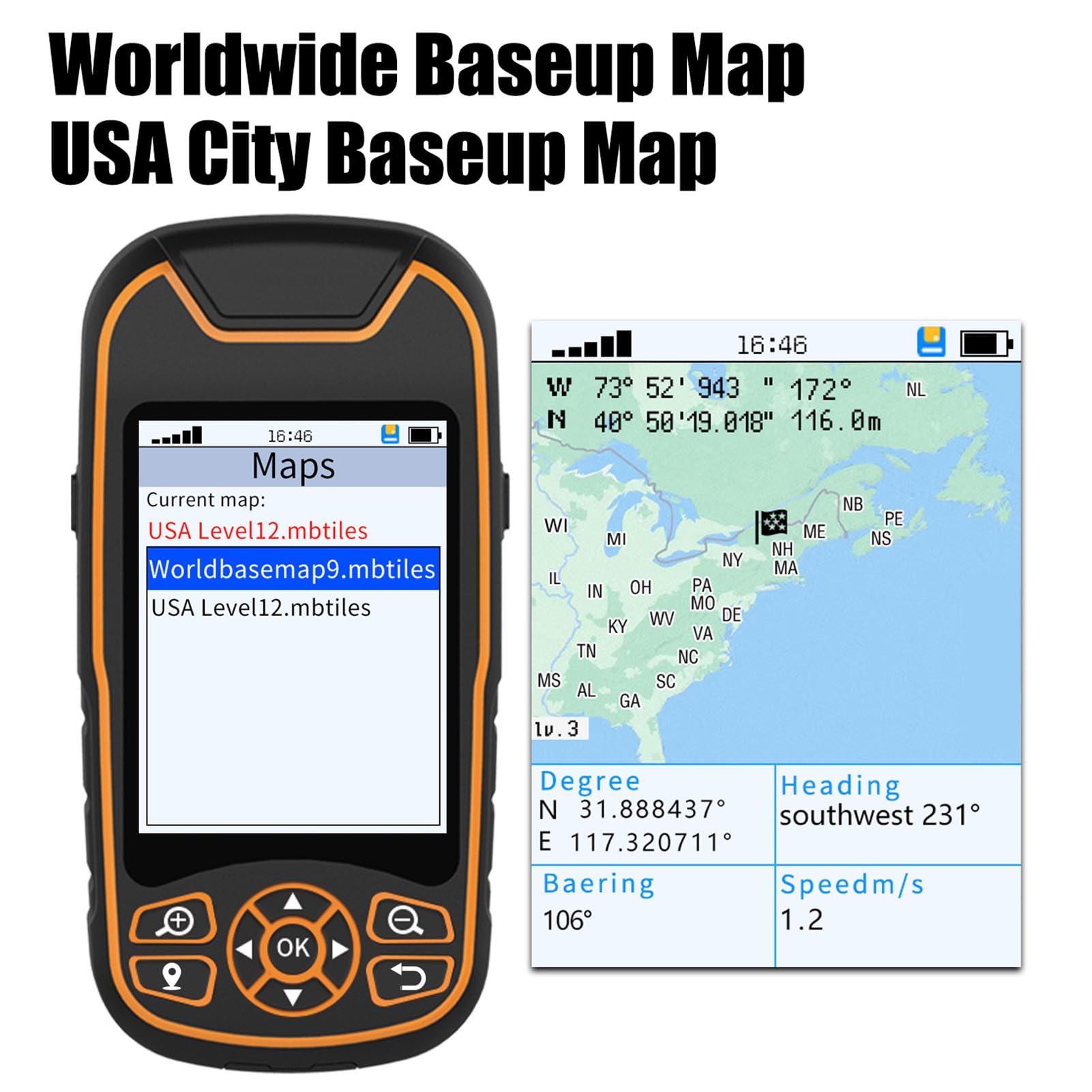 SEAFRONT Navegador GPS de Mano GPS GNSS Instrumento de Topografía Terrestre 4 Modos Medidor Terrestre Receptor GNSS Herramienta Topográfica para Medición de Distancia en áreas de