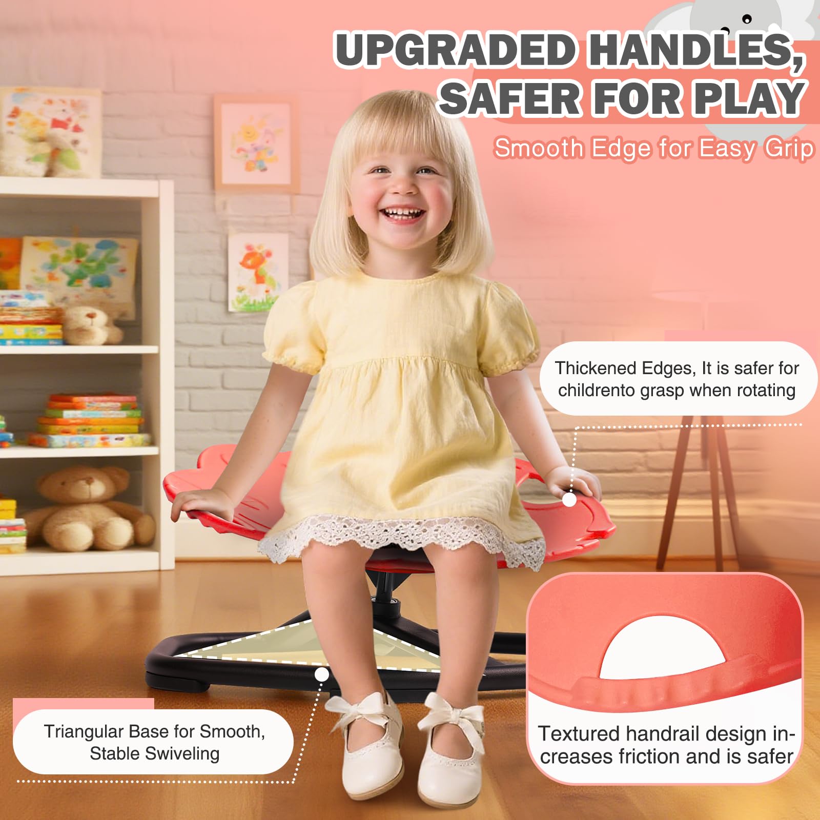 Carrousel Chaise pivotante pour enfant avec poignée, chaise pivotante à 360°, jouet d'autisme, aide à l'entraînement physique et à l'équilibre, chaise d'équilibre pour garçons et filles