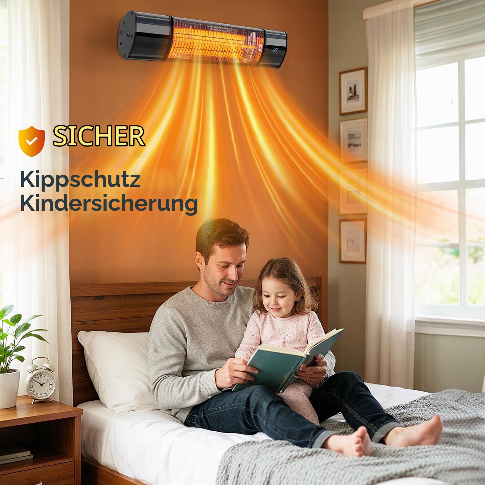 2400Watt Infrarot Heizstrahler Outdoor Terrasse IP65 Elektrisch, Außen Decken und Wandmontage Infrarotheizung Elektroheizung Fernbedienung, 24H Timer KI zum Energiesparen 3 Stufen Garten/Gastro/Balkon Garten