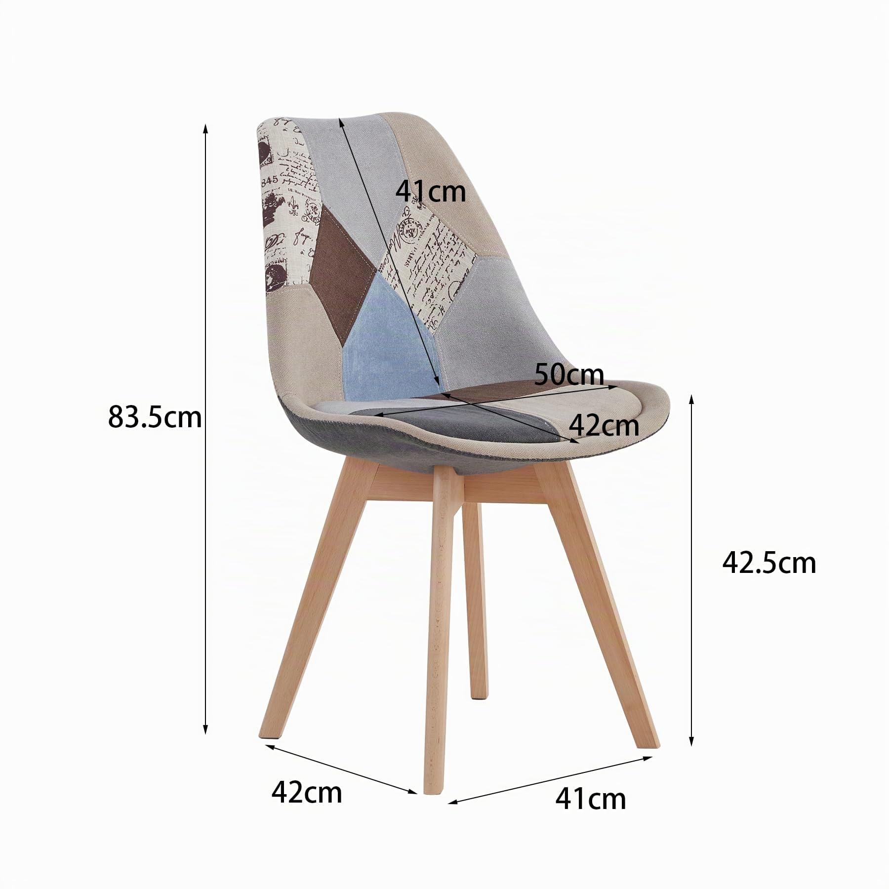 GrandCA HOME Set di 4 Sedie da Pranzo/Sedie da Ufficio in Stile Nordico, Sedie Imbottite Senza Braccioli con Seduta in Tessuto di Lino, Gambe in Legno di Faggio,Marrone
