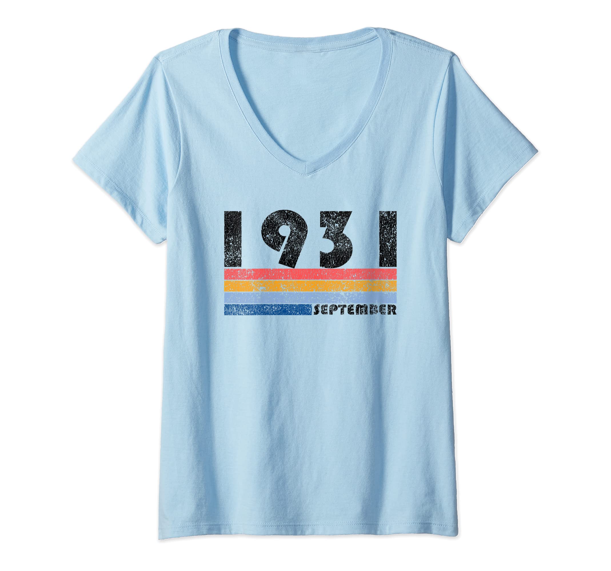 Cool and Trendy Birthday ApparelWomens 88th Birthday Gift Retro Born in September of 1931 V-Neck T-Shirt