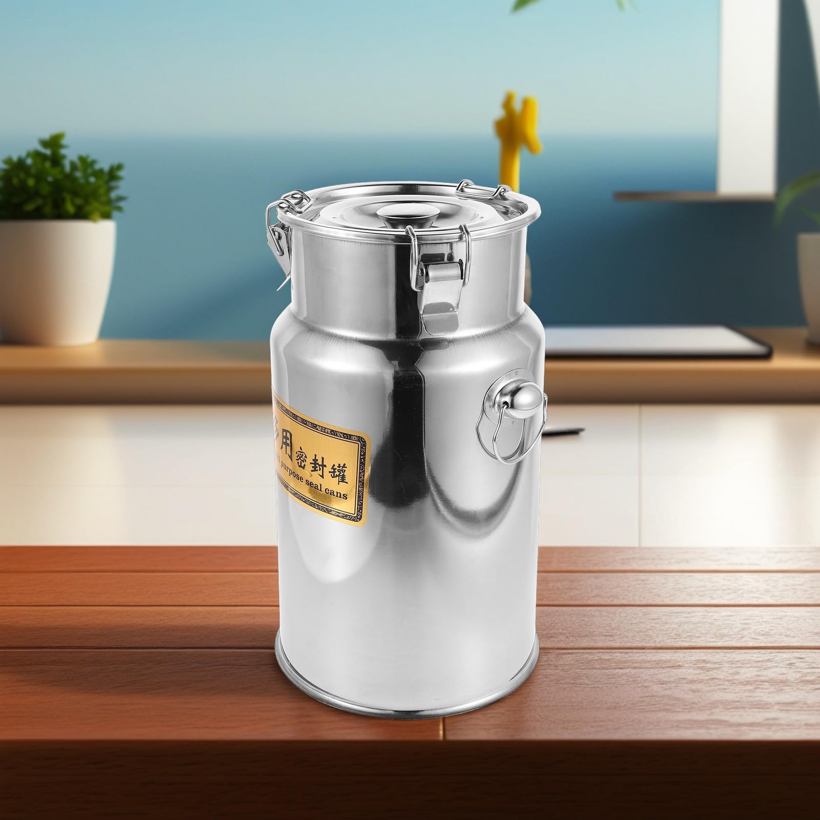 SOLUSTRE Luftdichter Edelstahl Lagerbehälter 7l Silber mit Deckel und Griff