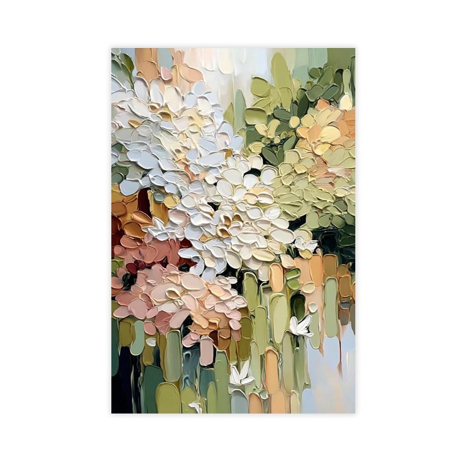 Bareronor Textured Floral Canvas Poster Bedroom Decor Landscape Office Room Decor Gift 24" L X 36" W