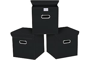 Collapsible Cube Storage Organizer Basket with Lid and Handles