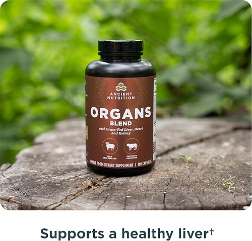 Miniatura 3 de Ancient Nutrition Suplementos de órganos, cápsulas de complejo de órganos alimentados con pasto y salvajes, hígado, corazón, riñón apoya la salud de