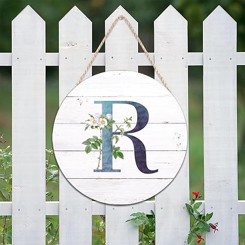 Vista 43 de Welcome Sign for Wall Initial Letter C Blue Round Wood Signs Monogram White Floral Wood Plaque Fresh Flowers 12in Mid Century Home Wall Decor for
