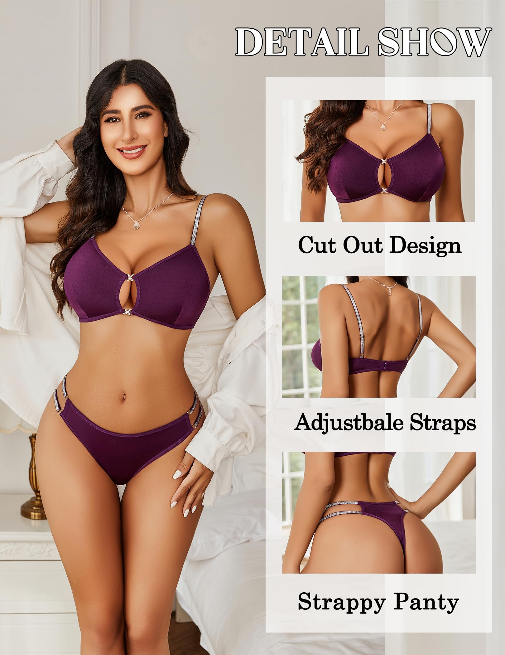 Avidlove Lingerie Set for Women Cut Out Sexy 2 Piece Bra and Panty Set Strappy Underwear Lingerie