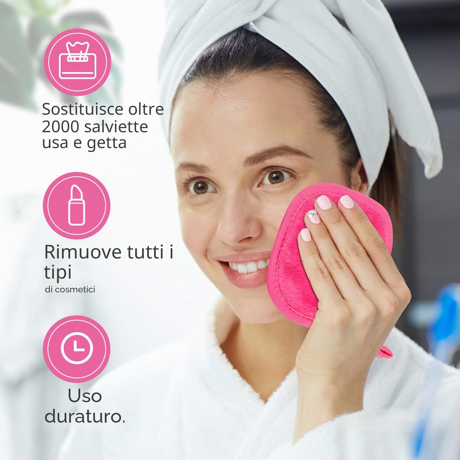 Orighty Salviette Struccanti Confezione da 12 Panni per la rimozione del trucco Dischetti struccanti riutilizzabili Rimuovi istantaneamente lo sporco con solo acqua 5 "x 5"