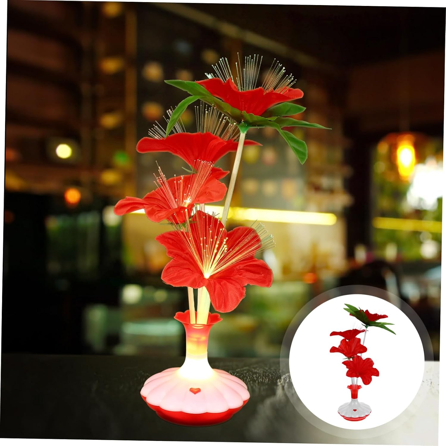 4pcs Led Fiber Optic Flower Lamp Night Light Decorative Light for House Decorations Safe Soft Lighting Romantic Floral Lamp Warm