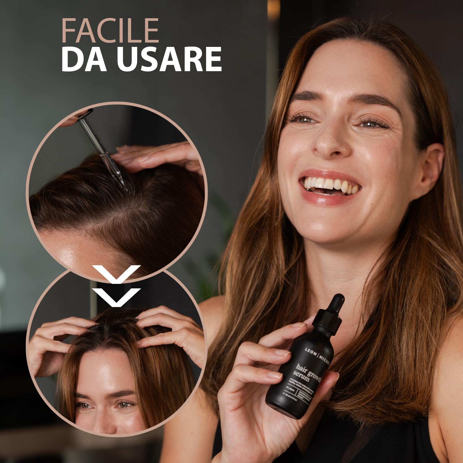 Leon Miguel Hair Growth Siero – Biotina 5% & Ginseng per una crescita più rapida dei capelli – Arresta la perdita di capelli, capelli più forti e spessi, siero anti-perdita di capelli per uomini e