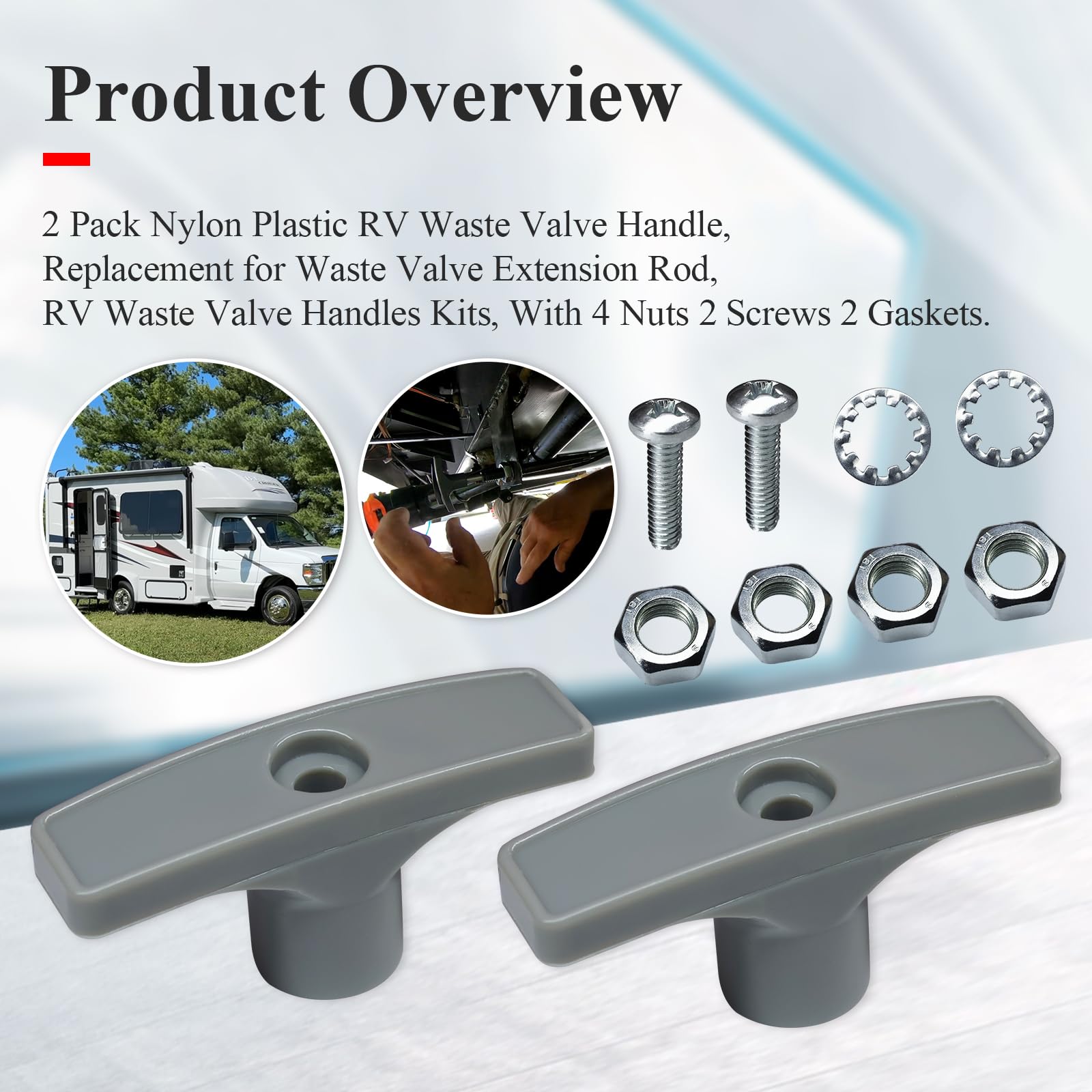 2 Pack METAL Waste / Sewer Valve T Handle For Valterra - Camper - Motorhome - Foto 6