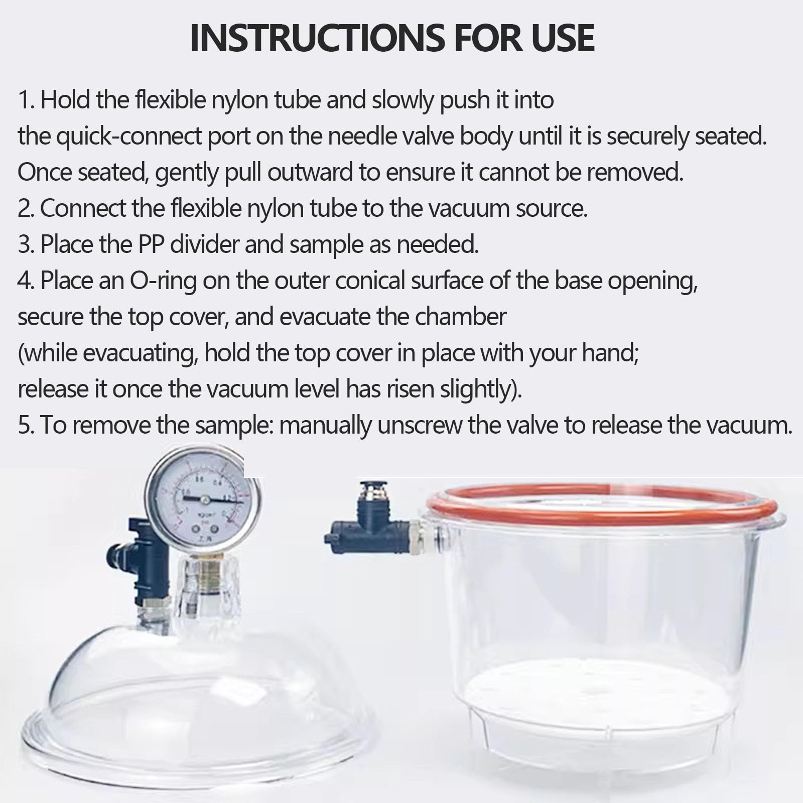 Desecador Al Vacío De Pc, Contenedor De Secado Al Vacío Transparente De 150/250 Mm, con Doble Válvula De Vacío, Manómetro Y Junta De Silicona Fiable, Material Reforzado, 250mm