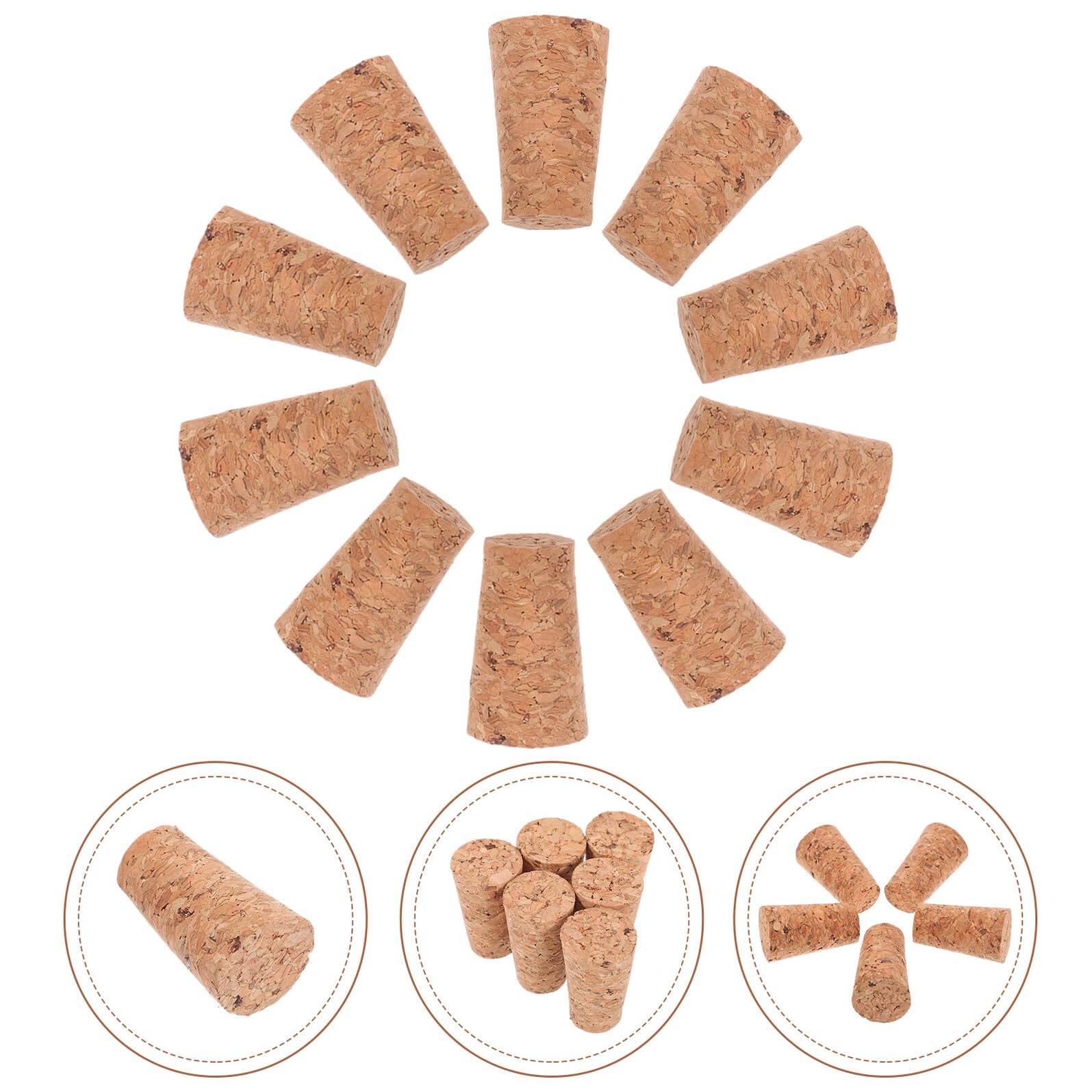Tapones de Corcho Cónicos para Botella de Vino 100 Unidades Khaki | Tapones de Corcho para Botellas de Vino, Cierre Hermético, para Botellas de Vidrio
