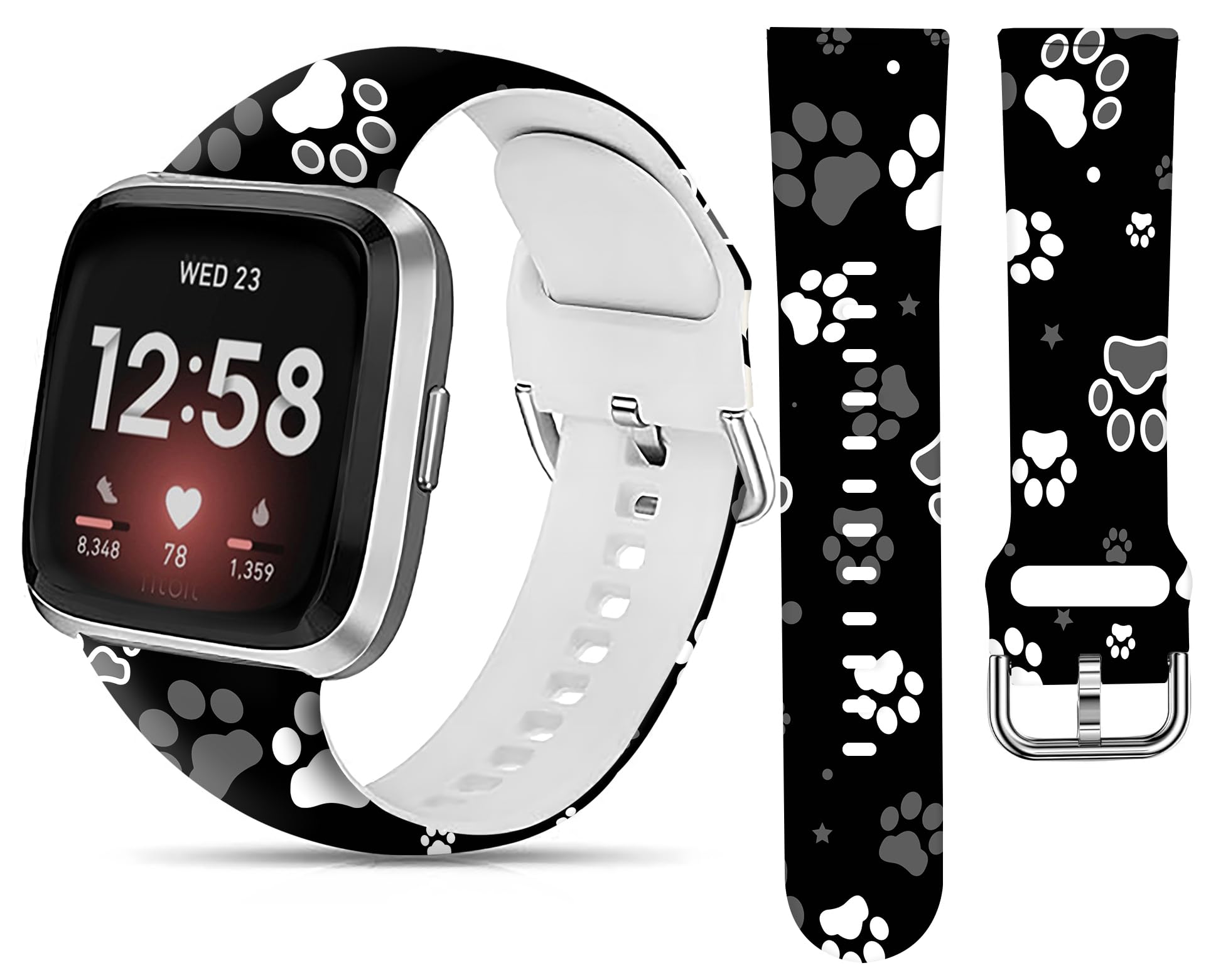 LNZLKING Sport Band Compatible with Versa 4/Versa 3/Sense 2/Sense for Women Men,Elastic Replacement Wristbands Strap for Versa 4/Versa 3/Sense 2 Smart Watch(Dog Paw Star)