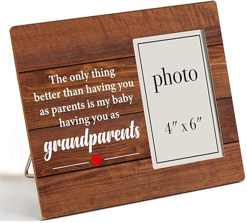 Nurawo Regalo para abuelos, anuncio de embarazo para abuelos, regalos para abuelos, marcos de fotos de madera para mesa o pared (para fotos de 4 x 6