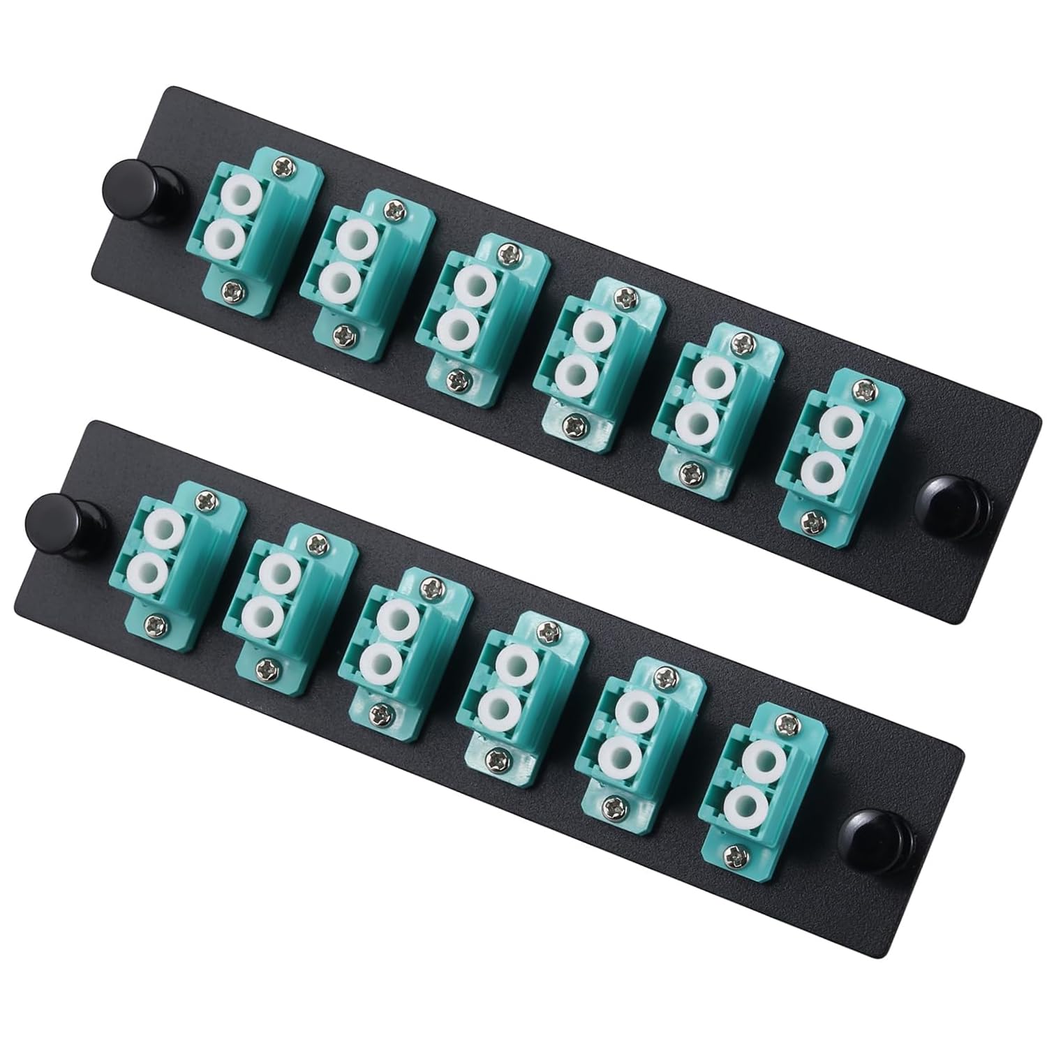 Panneau de brassage en fibre avec 6 adaptateurs duplex LC/OM3 multimode bleu turquoise, 12 ports fibre (lot de 2)