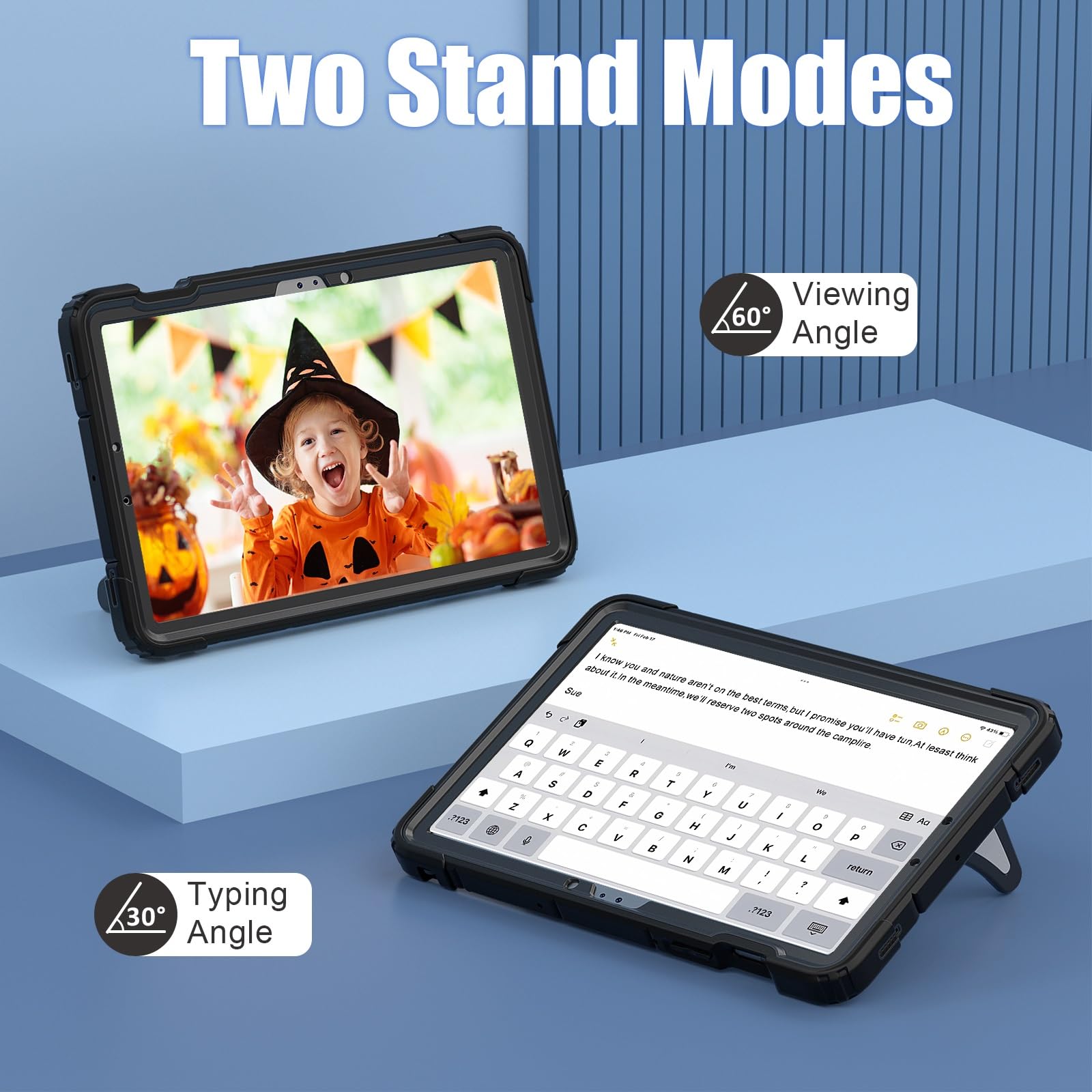 Custodia robusta for tablet Samsung Tab S10/S10FE (2025)/TabS7/S8/S9/FE SM-X710 da 11 pollici (2023) con supporto regolabile, custodia rigida antiurto in PC+silicone, design adatto ai bambini(Siyah)