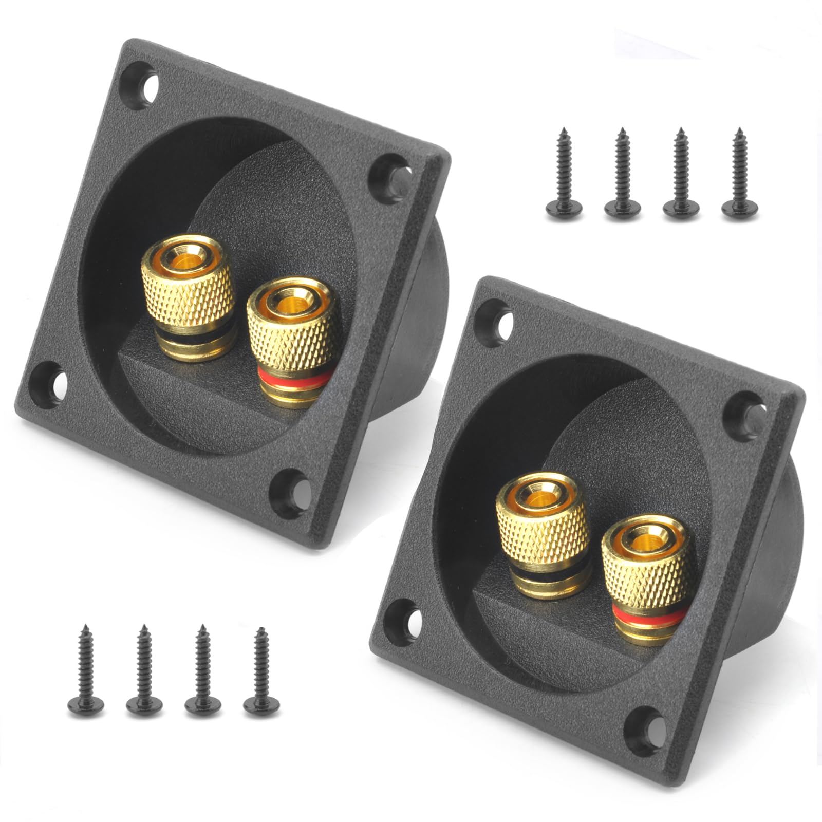 2 Pezzi Nero 2 Vie Altoparlante Box Terminale Binding Post, Speaker Box Terminal Binding Post Subwoofer Terminale tazza Cassa Gold Banana Binding Post, Connettori a Molla Rotondi per Subwoofer