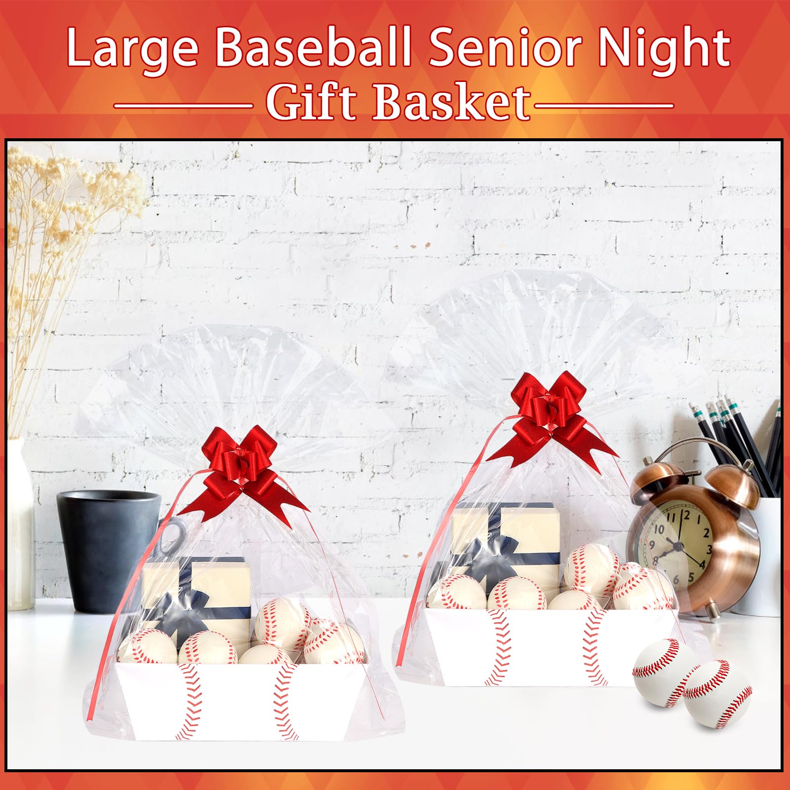 Kolewo4ever Baseballkörbe für Geschenke, leere Baseballkörbe, Senioren-Nachtkörbe, 20,3 x 25,4 cm, Geschenkkorb-Set für Geschenke, leer zum Befüllen für Sport, Party, Gastgeschenk, Urlaub