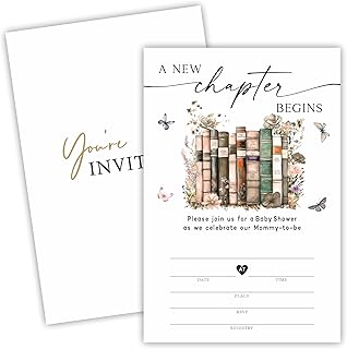 4"x6" Fill-In 'A New Chapter' Baby Invitation Cards (25 Count) with Envelopes