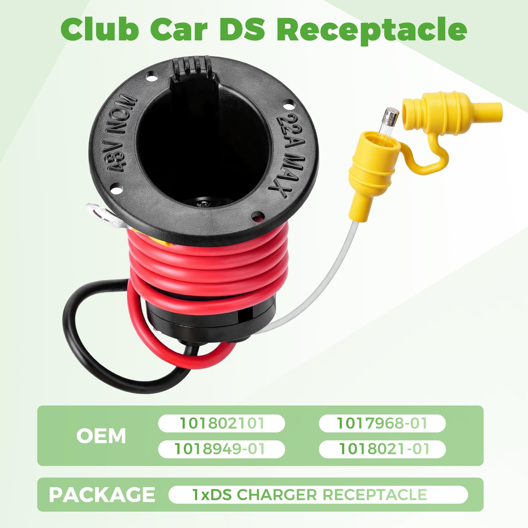 Caricabatterie Presa, Assemblaggio della Presa del Caricatore, Presa per Fusibili per Caricabatterie Powerdrive 48 Volt Presa di Ricarica 101802101 Sostituzione per Modelli